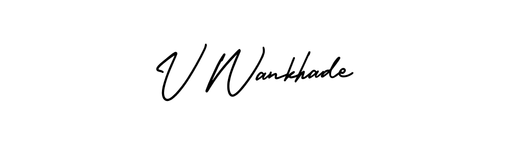 How to make V Wankhade name signature. Use AmerikaSignatureDemo-Regular style for creating short signs online. This is the latest handwritten sign. V Wankhade signature style 3 images and pictures png