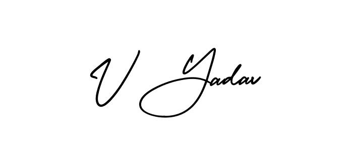 This is the best signature style for the V Yadav name. Also you like these signature font (AmerikaSignatureDemo-Regular). Mix name signature. V Yadav signature style 3 images and pictures png