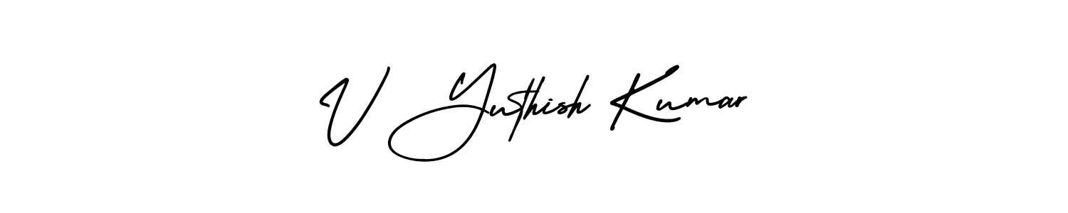 Similarly AmerikaSignatureDemo-Regular is the best handwritten signature design. Signature creator online .You can use it as an online autograph creator for name V Yuthish Kumar. V Yuthish Kumar signature style 3 images and pictures png