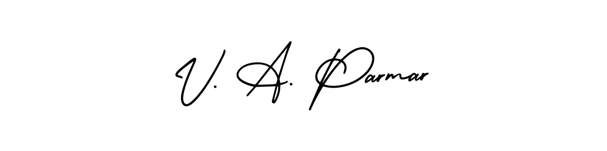 How to make V. A. Parmar name signature. Use AmerikaSignatureDemo-Regular style for creating short signs online. This is the latest handwritten sign. V. A. Parmar signature style 3 images and pictures png