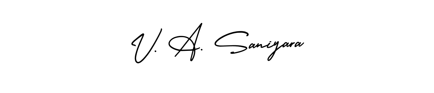 Make a beautiful signature design for name V. A. Saniyara. With this signature (AmerikaSignatureDemo-Regular) style, you can create a handwritten signature for free. V. A. Saniyara signature style 3 images and pictures png