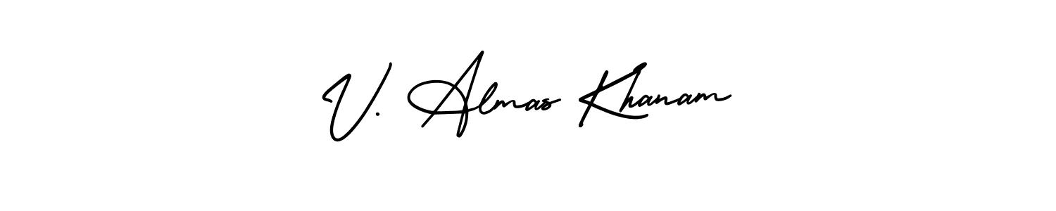 How to Draw V. Almas Khanam signature style? AmerikaSignatureDemo-Regular is a latest design signature styles for name V. Almas Khanam. V. Almas Khanam signature style 3 images and pictures png