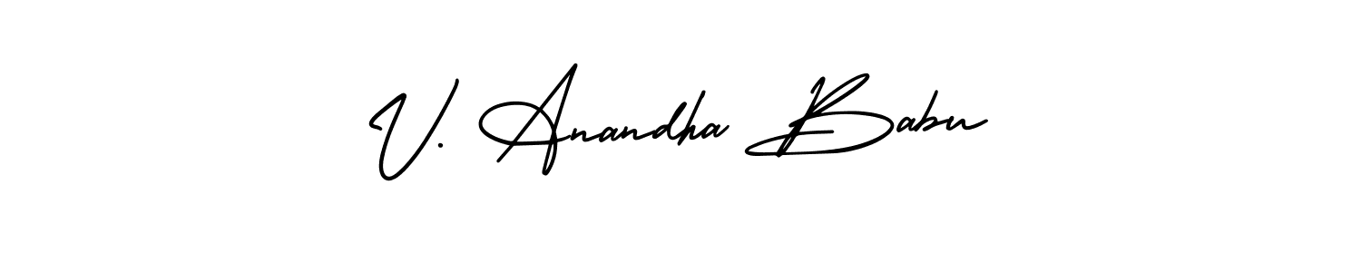 Make a beautiful signature design for name V. Anandha Babu. With this signature (AmerikaSignatureDemo-Regular) style, you can create a handwritten signature for free. V. Anandha Babu signature style 3 images and pictures png