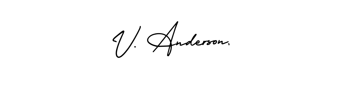 Design your own signature with our free online signature maker. With this signature software, you can create a handwritten (AmerikaSignatureDemo-Regular) signature for name V. Anderson,. V. Anderson, signature style 3 images and pictures png