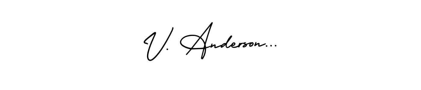 The best way (AmerikaSignatureDemo-Regular) to make a short signature is to pick only two or three words in your name. The name V. Anderson... include a total of six letters. For converting this name. V. Anderson... signature style 3 images and pictures png