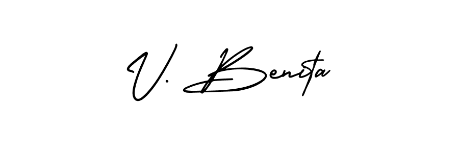 if you are searching for the best signature style for your name V. Benita. so please give up your signature search. here we have designed multiple signature styles  using AmerikaSignatureDemo-Regular. V. Benita signature style 3 images and pictures png