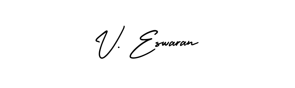 Use a signature maker to create a handwritten signature online. With this signature software, you can design (AmerikaSignatureDemo-Regular) your own signature for name V. Eswaran. V. Eswaran signature style 3 images and pictures png