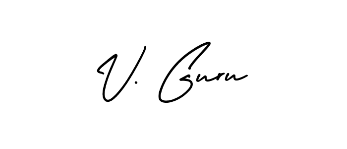 V. Guru stylish signature style. Best Handwritten Sign (AmerikaSignatureDemo-Regular) for my name. Handwritten Signature Collection Ideas for my name V. Guru. V. Guru signature style 3 images and pictures png