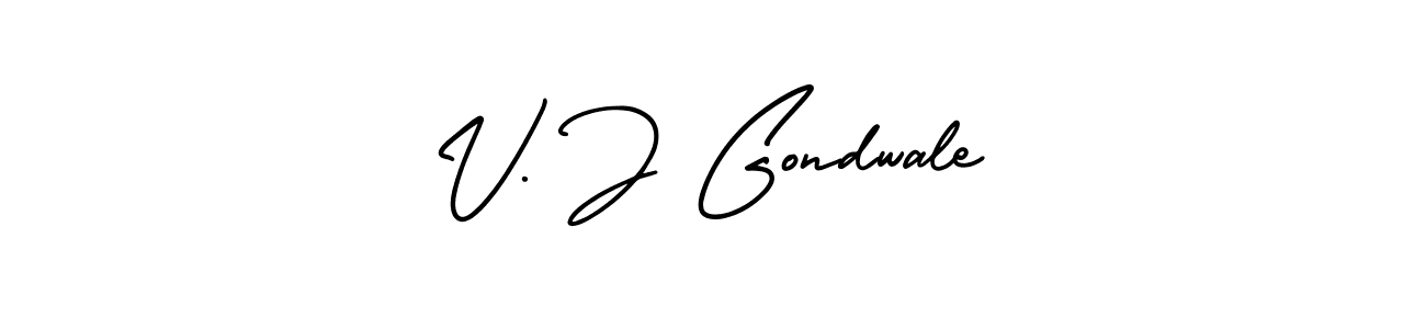 Use a signature maker to create a handwritten signature online. With this signature software, you can design (AmerikaSignatureDemo-Regular) your own signature for name V. J Gondwale. V. J Gondwale signature style 3 images and pictures png