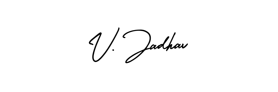 AmerikaSignatureDemo-Regular is a professional signature style that is perfect for those who want to add a touch of class to their signature. It is also a great choice for those who want to make their signature more unique. Get V. Jadhav name to fancy signature for free. V. Jadhav signature style 3 images and pictures png