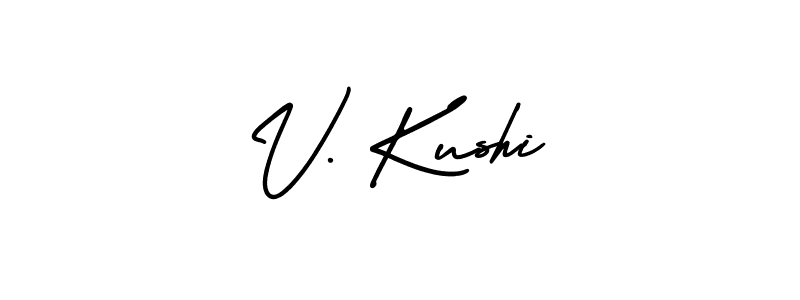 You should practise on your own different ways (AmerikaSignatureDemo-Regular) to write your name (V. Kushi) in signature. don't let someone else do it for you. V. Kushi signature style 3 images and pictures png