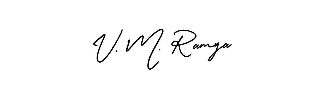 It looks lik you need a new signature style for name V. M. Ramya. Design unique handwritten (AmerikaSignatureDemo-Regular) signature with our free signature maker in just a few clicks. V. M. Ramya signature style 3 images and pictures png