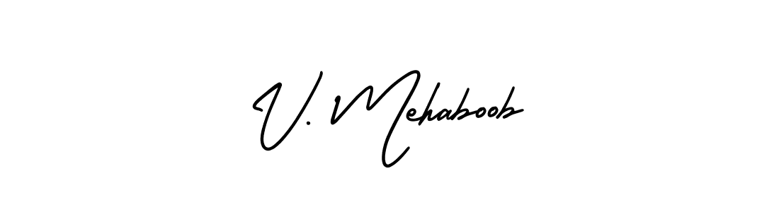 How to Draw V. Mehaboob signature style? AmerikaSignatureDemo-Regular is a latest design signature styles for name V. Mehaboob. V. Mehaboob signature style 3 images and pictures png