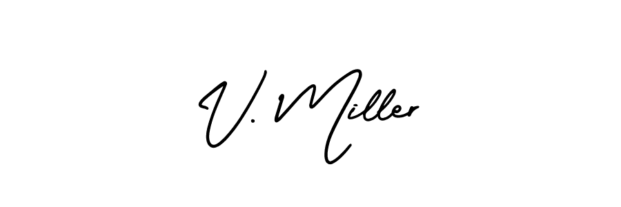 How to Draw V. Miller signature style? AmerikaSignatureDemo-Regular is a latest design signature styles for name V. Miller. V. Miller signature style 3 images and pictures png