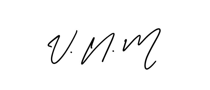 V. N. M stylish signature style. Best Handwritten Sign (AmerikaSignatureDemo-Regular) for my name. Handwritten Signature Collection Ideas for my name V. N. M. V. N. M signature style 3 images and pictures png