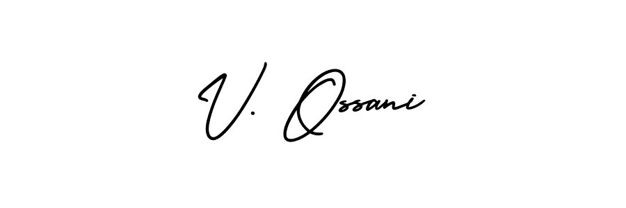 Create a beautiful signature design for name V. Ossani. With this signature (AmerikaSignatureDemo-Regular) fonts, you can make a handwritten signature for free. V. Ossani signature style 3 images and pictures png