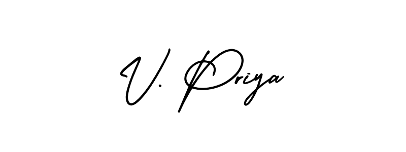 You should practise on your own different ways (AmerikaSignatureDemo-Regular) to write your name (V. Priya) in signature. don't let someone else do it for you. V. Priya signature style 3 images and pictures png