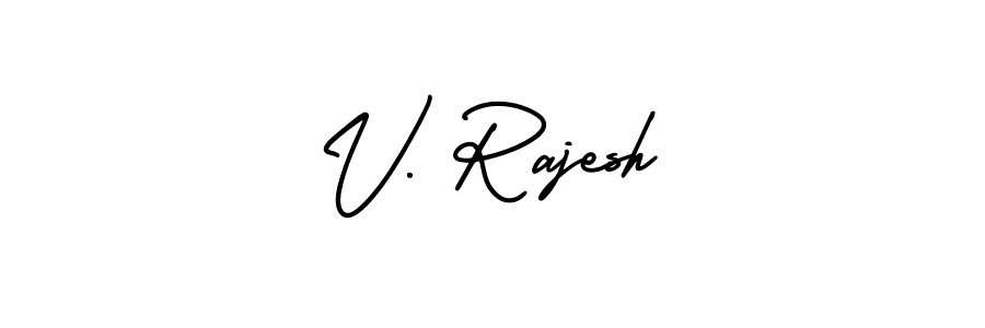 Use a signature maker to create a handwritten signature online. With this signature software, you can design (AmerikaSignatureDemo-Regular) your own signature for name V. Rajesh. V. Rajesh signature style 3 images and pictures png