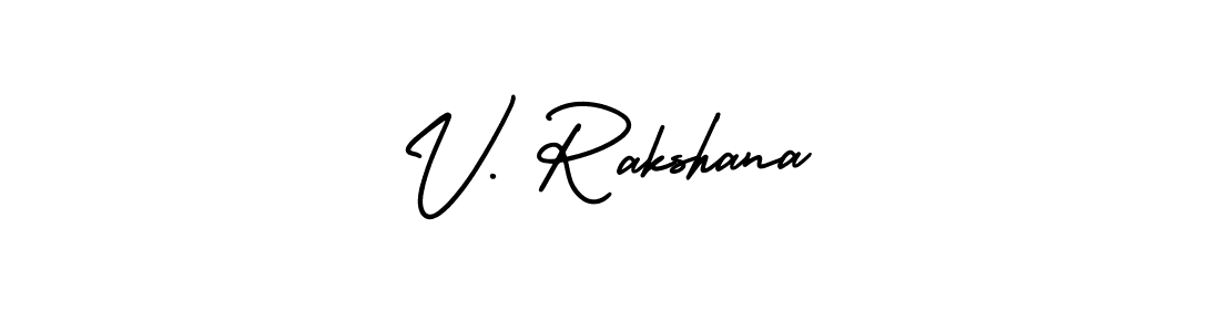 Use a signature maker to create a handwritten signature online. With this signature software, you can design (AmerikaSignatureDemo-Regular) your own signature for name V. Rakshana. V. Rakshana signature style 3 images and pictures png