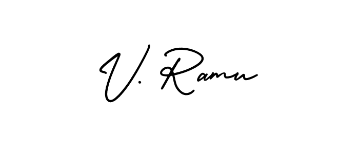 Design your own signature with our free online signature maker. With this signature software, you can create a handwritten (AmerikaSignatureDemo-Regular) signature for name V. Ramu. V. Ramu signature style 3 images and pictures png