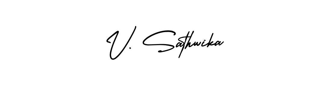 Check out images of Autograph of V. Sathwika name. Actor V. Sathwika Signature Style. AmerikaSignatureDemo-Regular is a professional sign style online. V. Sathwika signature style 3 images and pictures png
