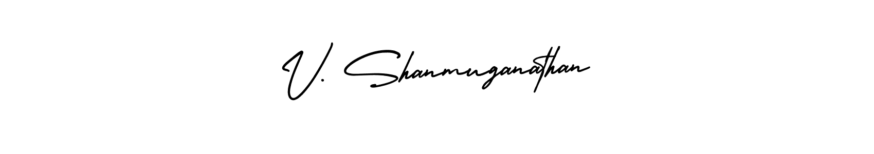 How to make V. Shanmuganathan name signature. Use AmerikaSignatureDemo-Regular style for creating short signs online. This is the latest handwritten sign. V. Shanmuganathan signature style 3 images and pictures png