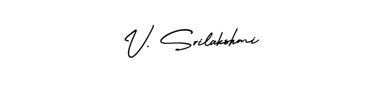 The best way (AmerikaSignatureDemo-Regular) to make a short signature is to pick only two or three words in your name. The name V. Srilakshmi include a total of six letters. For converting this name. V. Srilakshmi signature style 3 images and pictures png