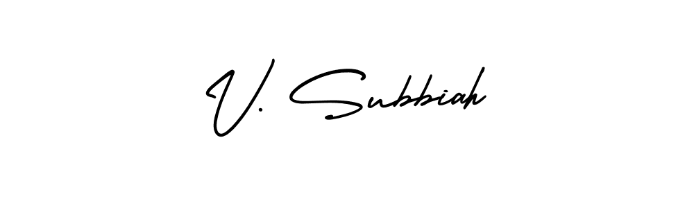 Create a beautiful signature design for name V. Subbiah. With this signature (AmerikaSignatureDemo-Regular) fonts, you can make a handwritten signature for free. V. Subbiah signature style 3 images and pictures png