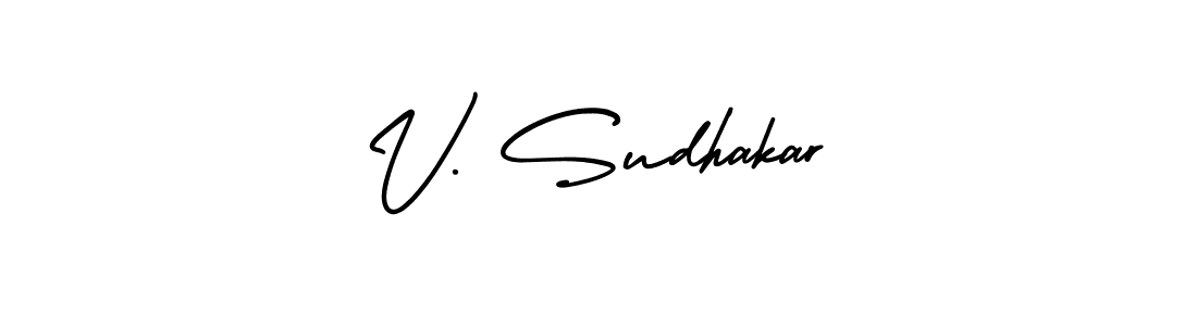 V. Sudhakar stylish signature style. Best Handwritten Sign (AmerikaSignatureDemo-Regular) for my name. Handwritten Signature Collection Ideas for my name V. Sudhakar. V. Sudhakar signature style 3 images and pictures png