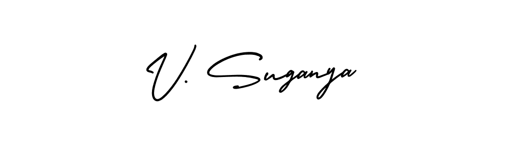 AmerikaSignatureDemo-Regular is a professional signature style that is perfect for those who want to add a touch of class to their signature. It is also a great choice for those who want to make their signature more unique. Get V. Suganya name to fancy signature for free. V. Suganya signature style 3 images and pictures png