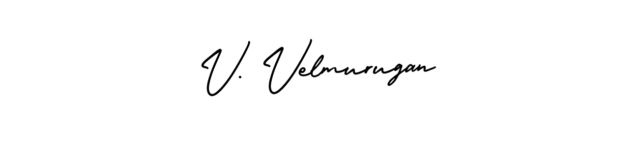 Make a beautiful signature design for name V. Velmurugan. With this signature (AmerikaSignatureDemo-Regular) style, you can create a handwritten signature for free. V. Velmurugan signature style 3 images and pictures png