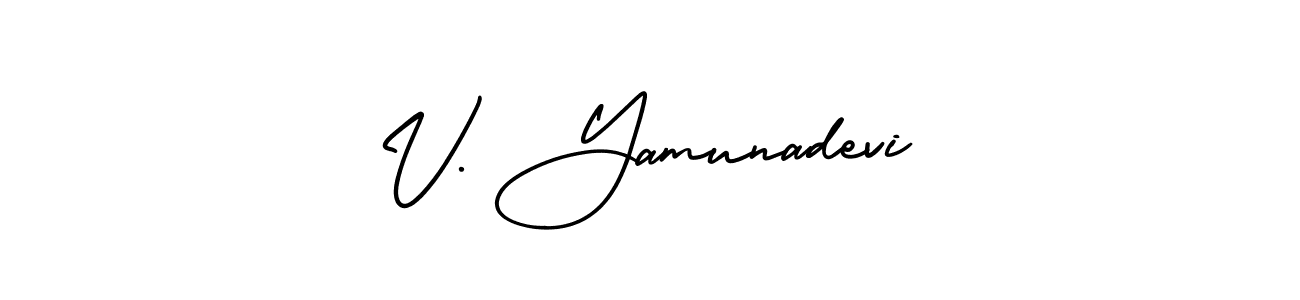 AmerikaSignatureDemo-Regular is a professional signature style that is perfect for those who want to add a touch of class to their signature. It is also a great choice for those who want to make their signature more unique. Get V. Yamunadevi name to fancy signature for free. V. Yamunadevi signature style 3 images and pictures png