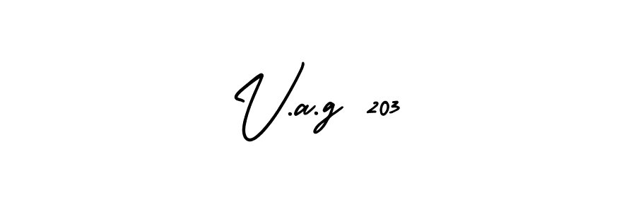 How to make V.a.g 203 name signature. Use AmerikaSignatureDemo-Regular style for creating short signs online. This is the latest handwritten sign. V.a.g 203 signature style 3 images and pictures png