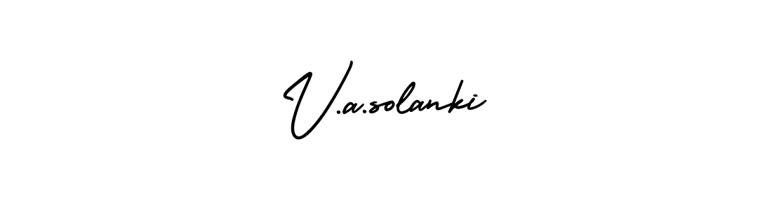 Use a signature maker to create a handwritten signature online. With this signature software, you can design (AmerikaSignatureDemo-Regular) your own signature for name V.a.solanki. V.a.solanki signature style 3 images and pictures png