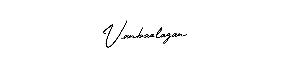 How to make V.anbazlagan name signature. Use AmerikaSignatureDemo-Regular style for creating short signs online. This is the latest handwritten sign. V.anbazlagan signature style 3 images and pictures png