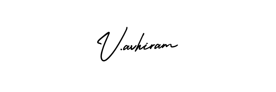 Use a signature maker to create a handwritten signature online. With this signature software, you can design (AmerikaSignatureDemo-Regular) your own signature for name V.avhiram. V.avhiram signature style 3 images and pictures png