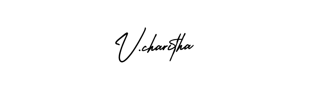 How to make V.charitha name signature. Use AmerikaSignatureDemo-Regular style for creating short signs online. This is the latest handwritten sign. V.charitha signature style 3 images and pictures png