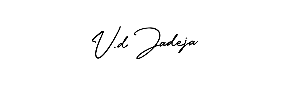 How to Draw V.d Jadeja signature style? AmerikaSignatureDemo-Regular is a latest design signature styles for name V.d Jadeja. V.d Jadeja signature style 3 images and pictures png