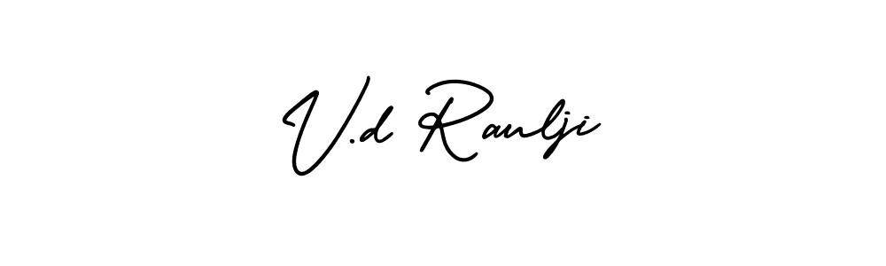 How to make V.d Raulji name signature. Use AmerikaSignatureDemo-Regular style for creating short signs online. This is the latest handwritten sign. V.d Raulji signature style 3 images and pictures png