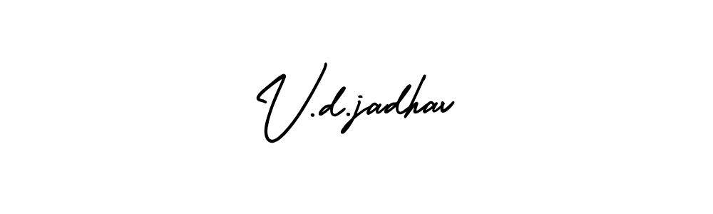 if you are searching for the best signature style for your name V.d.jadhav. so please give up your signature search. here we have designed multiple signature styles  using AmerikaSignatureDemo-Regular. V.d.jadhav signature style 3 images and pictures png