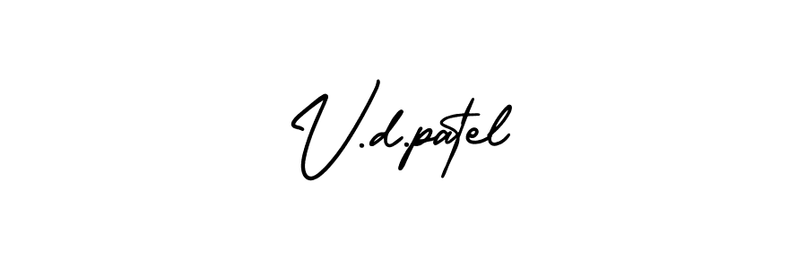 The best way (AmerikaSignatureDemo-Regular) to make a short signature is to pick only two or three words in your name. The name V.d.patel include a total of six letters. For converting this name. V.d.patel signature style 3 images and pictures png