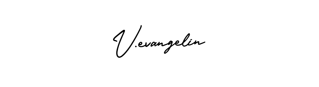 AmerikaSignatureDemo-Regular is a professional signature style that is perfect for those who want to add a touch of class to their signature. It is also a great choice for those who want to make their signature more unique. Get V.evangelin name to fancy signature for free. V.evangelin signature style 3 images and pictures png