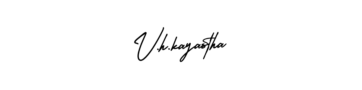 Similarly AmerikaSignatureDemo-Regular is the best handwritten signature design. Signature creator online .You can use it as an online autograph creator for name V.h.kayastha. V.h.kayastha signature style 3 images and pictures png