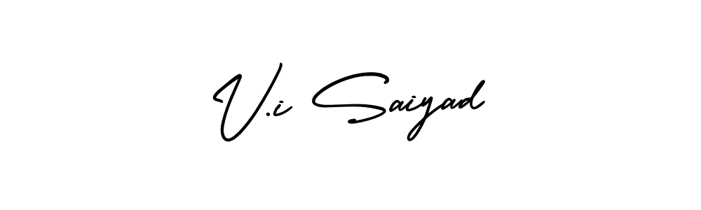 The best way (AmerikaSignatureDemo-Regular) to make a short signature is to pick only two or three words in your name. The name V.i Saiyad include a total of six letters. For converting this name. V.i Saiyad signature style 3 images and pictures png