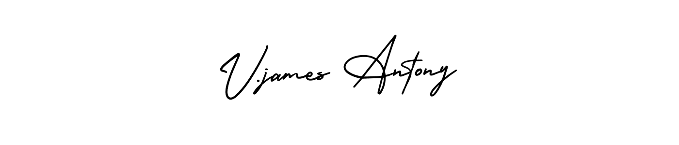 if you are searching for the best signature style for your name V.james Antony. so please give up your signature search. here we have designed multiple signature styles  using AmerikaSignatureDemo-Regular. V.james Antony signature style 3 images and pictures png