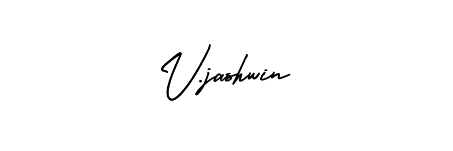 Also You can easily find your signature by using the search form. We will create V.jashwin name handwritten signature images for you free of cost using AmerikaSignatureDemo-Regular sign style. V.jashwin signature style 3 images and pictures png