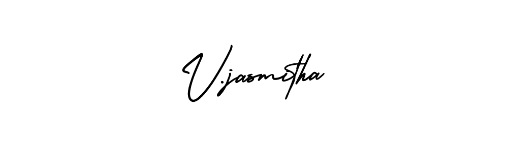 V.jasmitha stylish signature style. Best Handwritten Sign (AmerikaSignatureDemo-Regular) for my name. Handwritten Signature Collection Ideas for my name V.jasmitha. V.jasmitha signature style 3 images and pictures png