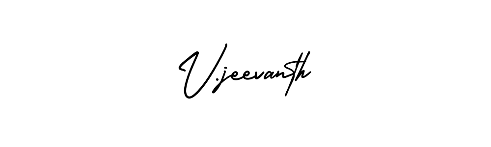The best way (AmerikaSignatureDemo-Regular) to make a short signature is to pick only two or three words in your name. The name V.jeevanth include a total of six letters. For converting this name. V.jeevanth signature style 3 images and pictures png