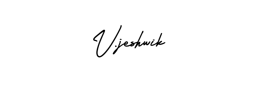 How to make V.jeshwik name signature. Use AmerikaSignatureDemo-Regular style for creating short signs online. This is the latest handwritten sign. V.jeshwik signature style 3 images and pictures png