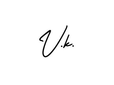 The best way (AmerikaSignatureDemo-Regular) to make a short signature is to pick only two or three words in your name. The name V.k. include a total of six letters. For converting this name. V.k. signature style 3 images and pictures png